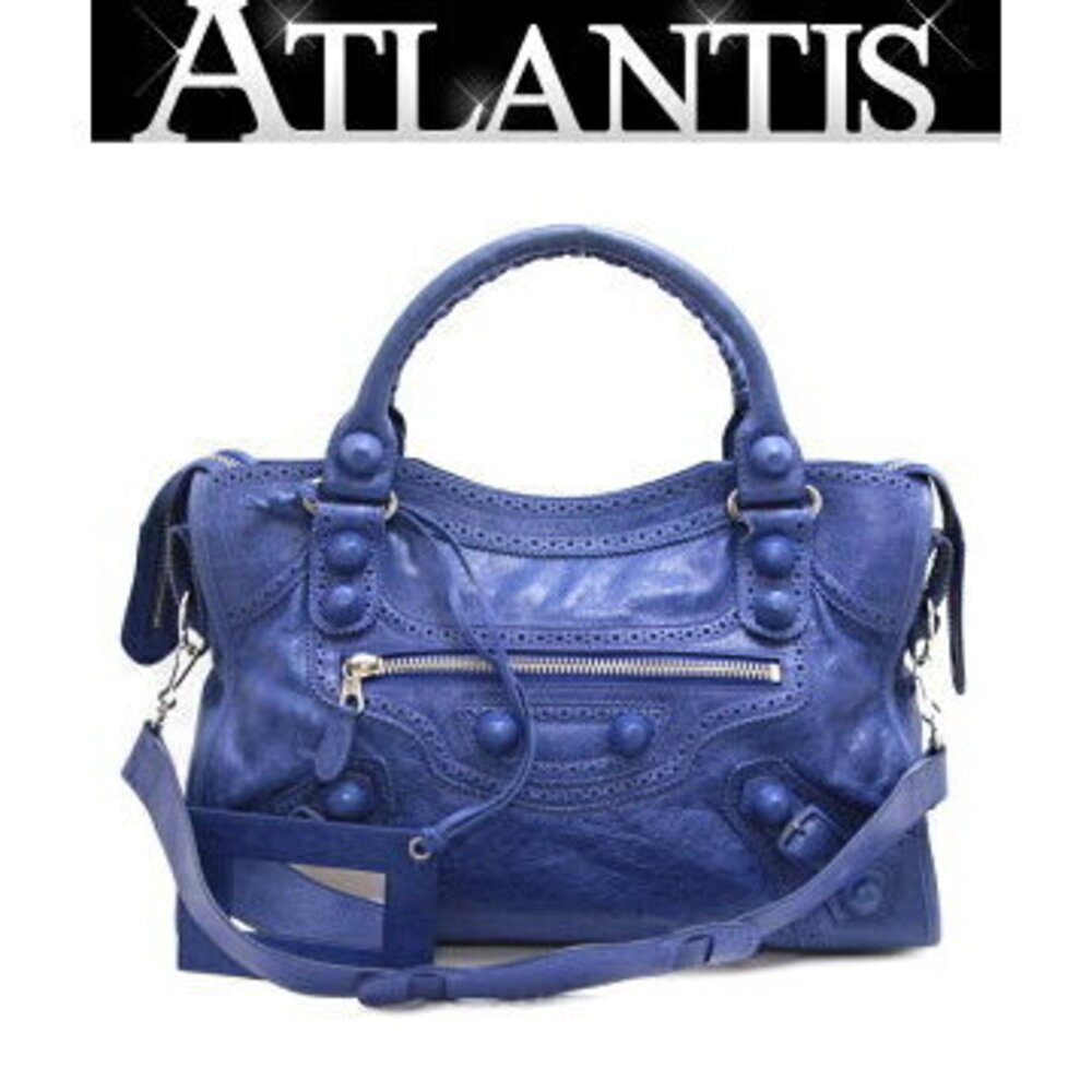 Balenciaga Giant City Handbag Leather Blue